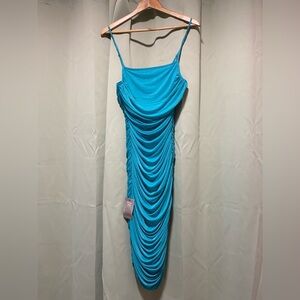 Ruched Fitted Midi Dress